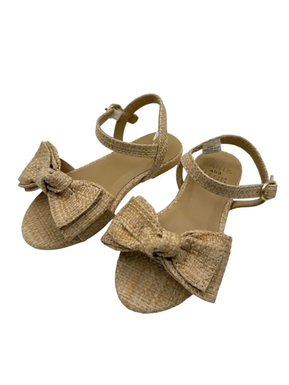 Janie and Jack Woven Straw Bow Ankle Strap Sandals Toddler Girls Size 7